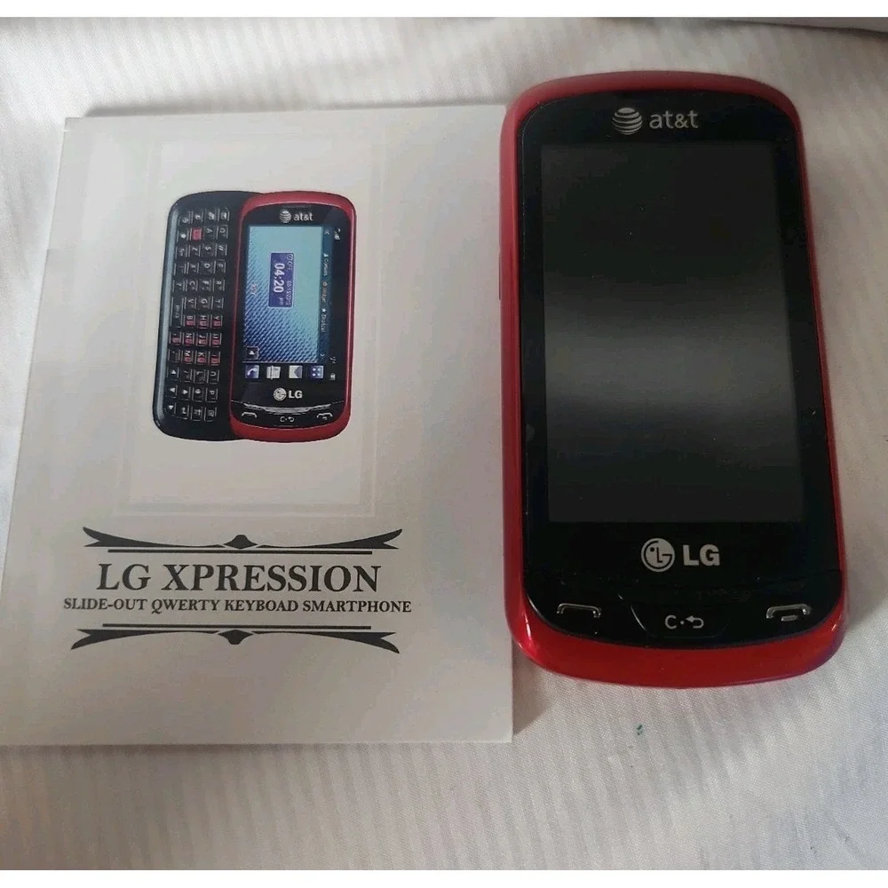 Vintage LG Xpression C395 Red AT&T Slide Keyboard Phone In Box EUC Rare